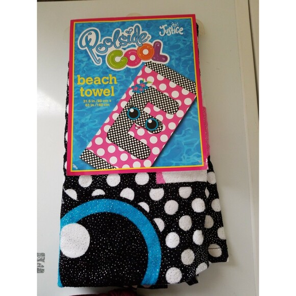 JUSTICE POOLSIDE COOL LETTER E TOWEL 31.5 IN/80 CM X 63 IN/ 160 CM Discontinued - Picture 1 of 4